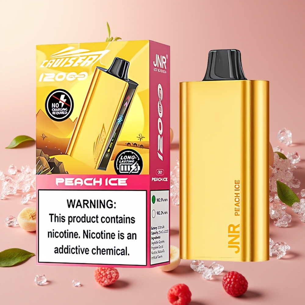 JNR Cruiser 12000 Puffs Sans Recharge Pêche Glacée - 25ml, 1.2ohm, 3500mAh