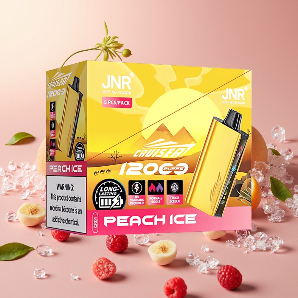 JNR Cruiser 12000 Puffs Sans Recharge Pêche Glacée - 25ml, 1.2ohm, 3500mAh