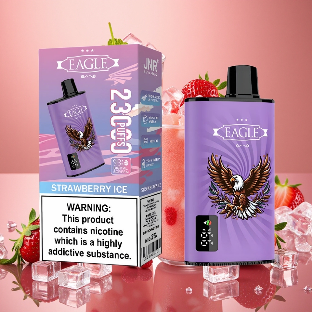 JNR EAGLE Smart 23000 Puffs Fraise Glacée - Écran Digital, 1.0ohm, Airflow Réglable