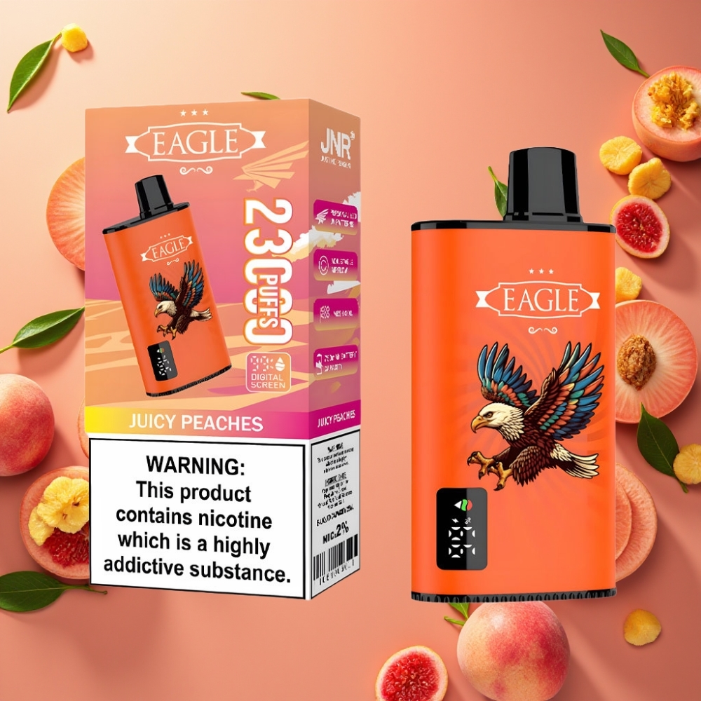 JNR EAGLE Smart 23000 Puffs Écran Digital, Airflow Réglable, Pêches Juteuses