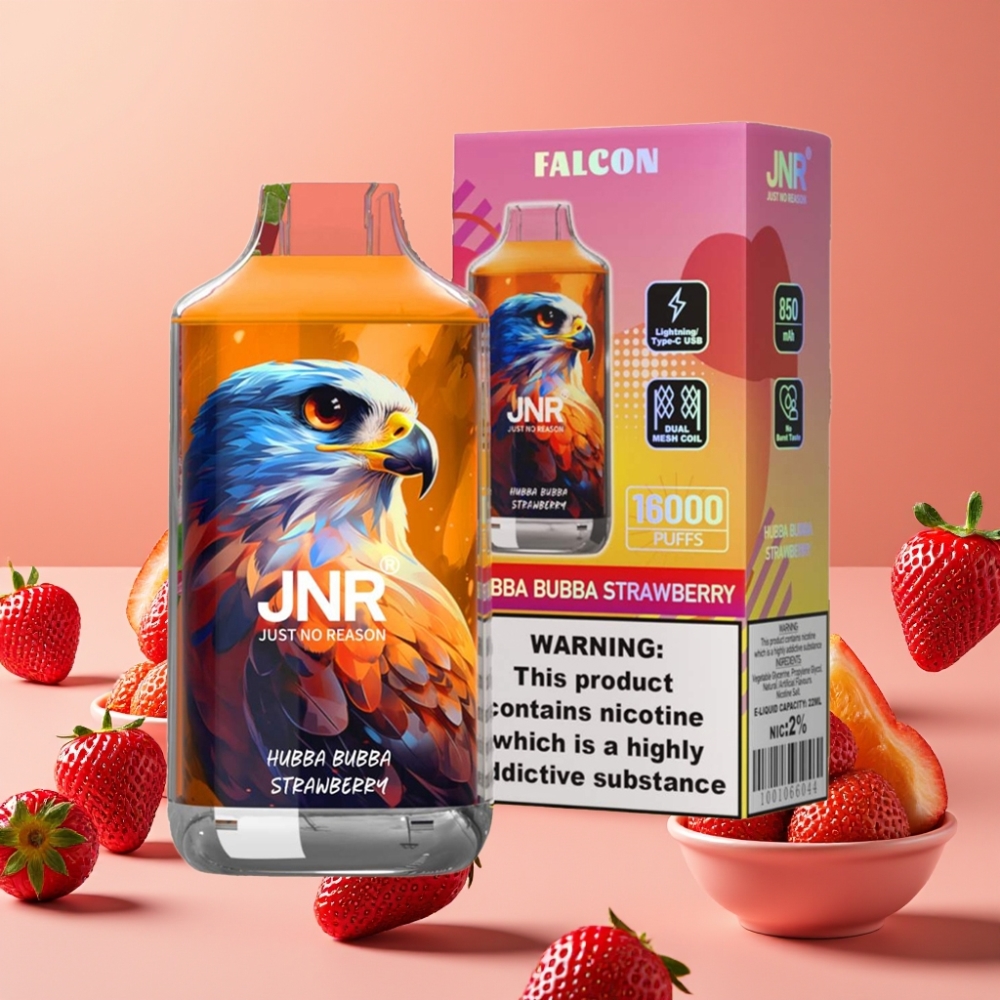 JNR Falcon 16000 Puffs 22ml 850mAh Fraise Hubba Bubba Dual Mesh LED Type C