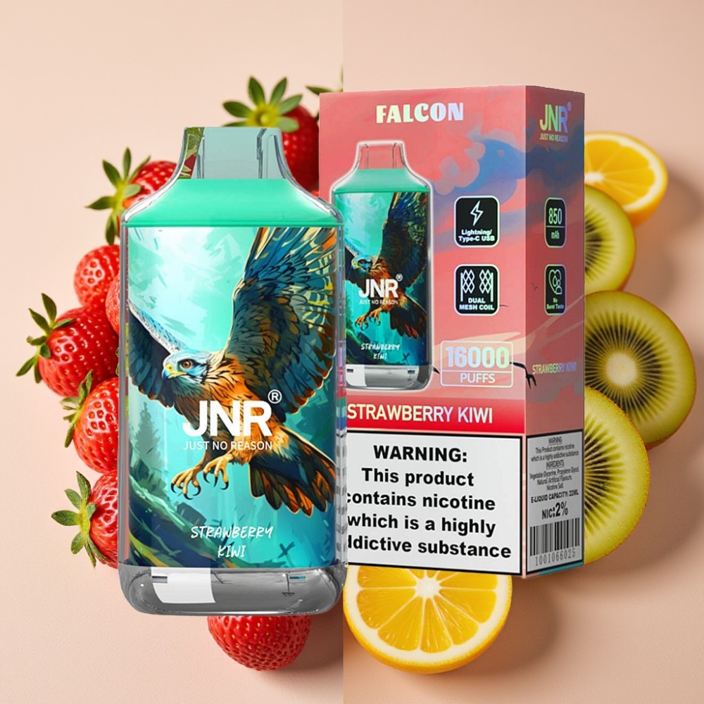 JNR Falcon 16000 Puffs Fraise Kiwi 850mAh 22ml Dual Mesh