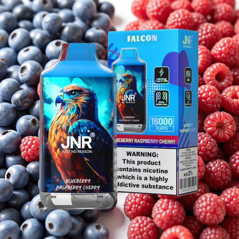 JNR Falcon 16000 Puffs Myrtille Framboise Cerise 850mAh Dual Mesh Type C LED
