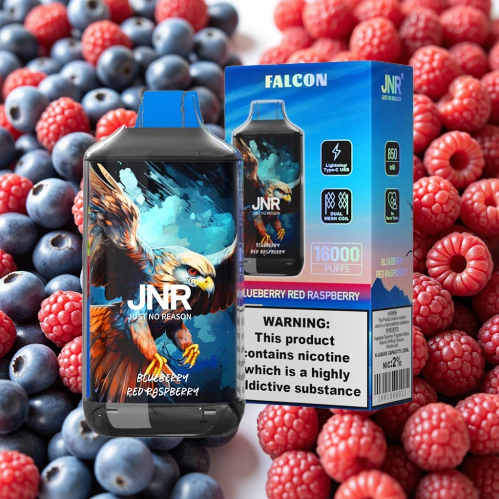 JNR Falcon 16000 Puffs Myrtille Framboise Rouge 22ml Dual Mesh Type C