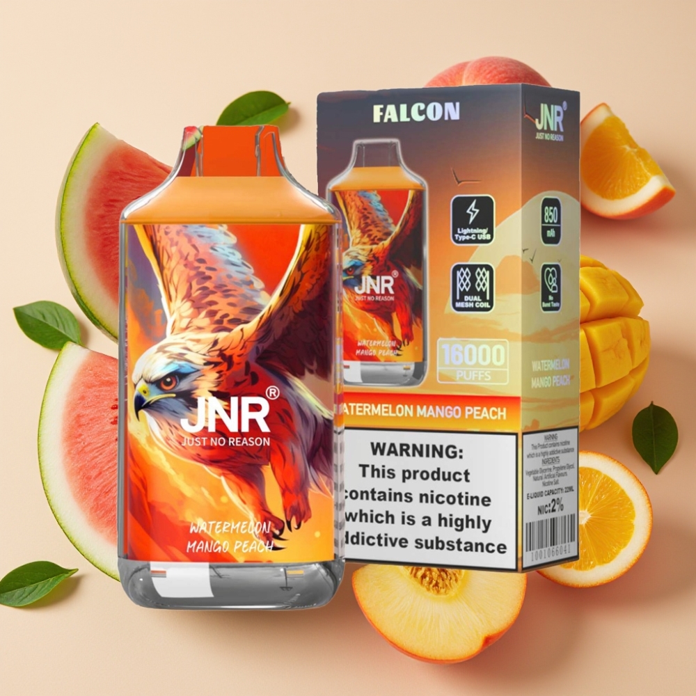JNR Falcon 16000 Puffs Pastèque Mangue Pêche 22ml 850mAh Dual Mesh