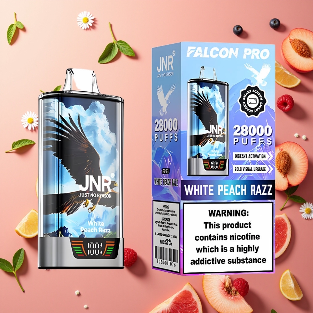 JNR Falcon Pro 28000 Puffs 30ml 950mAh 5% Pêche Blanche Framboise