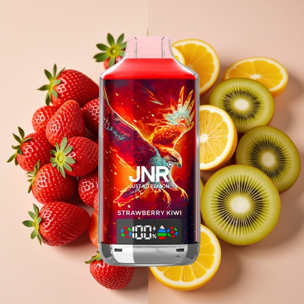 JNR Falcon X 18000 Puffs Fraise Kiwi 24ml 750mAh Dual Mesh Display Digital Type-C