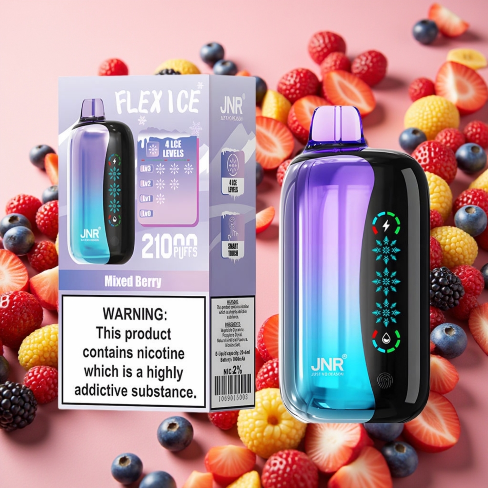 JNR Flex Ice 21000 Puffs Baie Mixte, Ice Adjustable, 26ml, 1.2 Ohm Dual Mesh