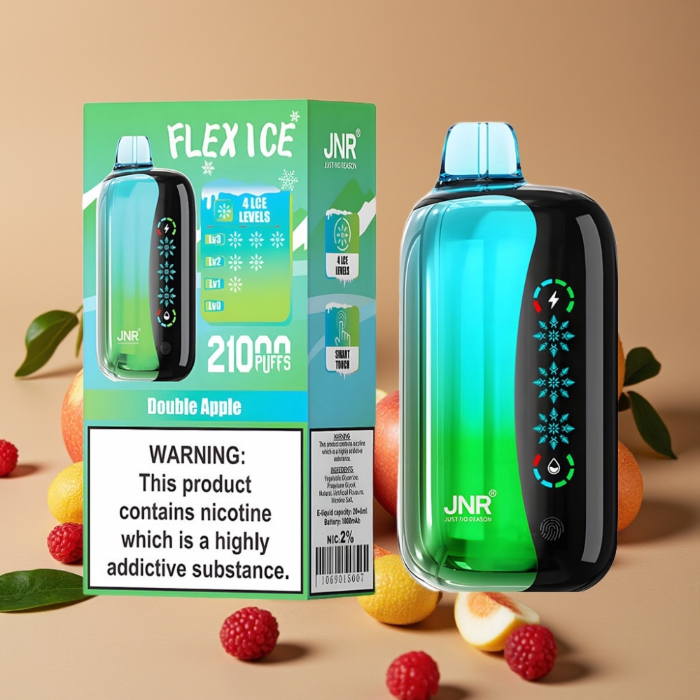 JNR Flex Ice 21000 Puffs Double Pomme, 26ml, Airflow Réglable, Ecran Tactile