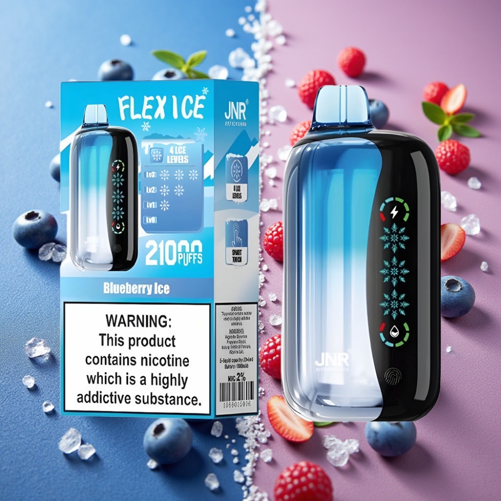 JNR Flex Ice 21000 Puffs Glace Myrtille, 26ml, Airflow Réglable, Ecran Tactile