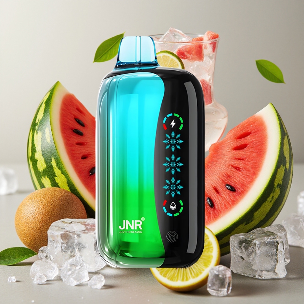 JNR Flex Ice 21000 Puffs Kiwi Pastèque Glacée - 26ml, Airflow Réglable, Ecran Tactile