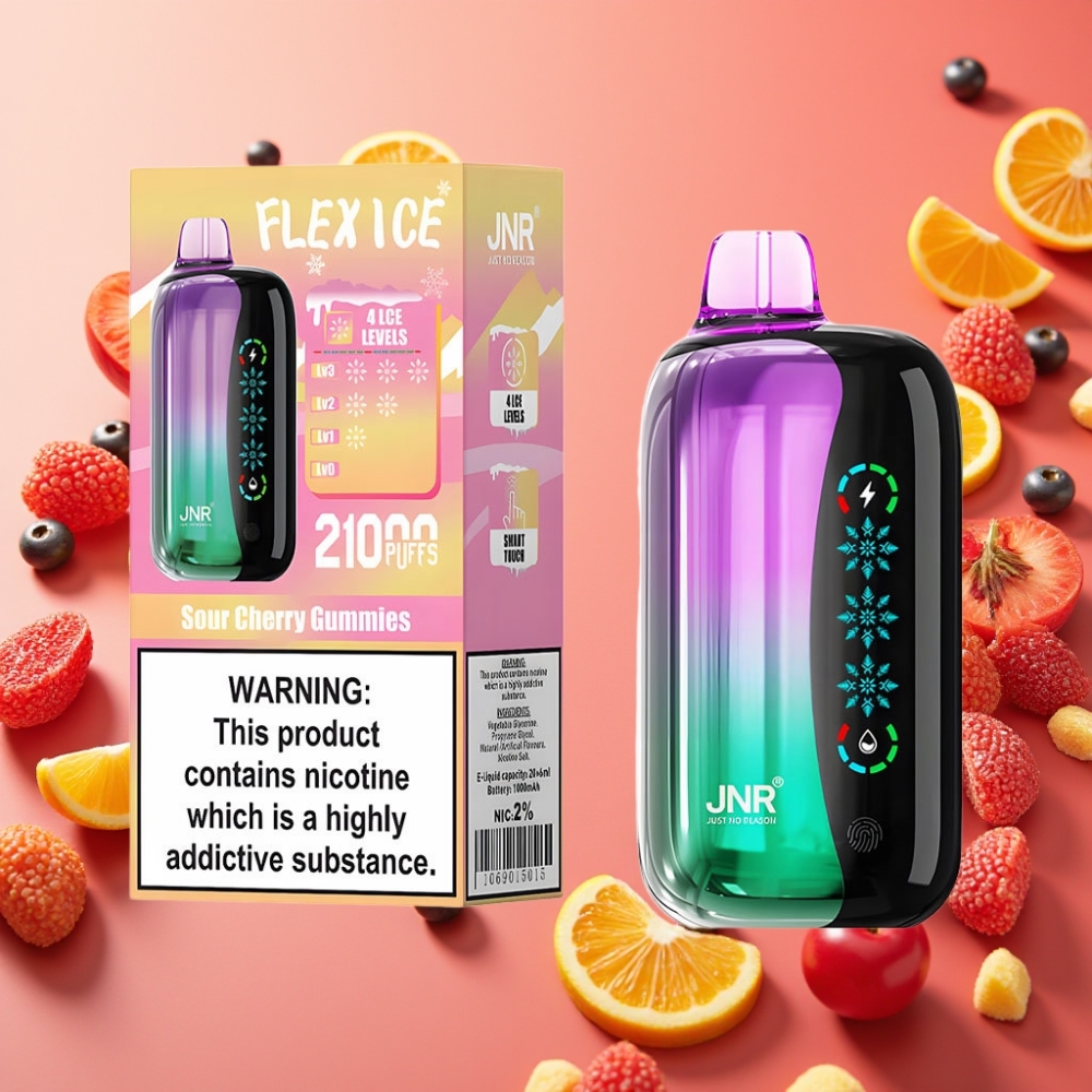 JNR Flex Ice 21000 Puffs Écran Tactile 26ml Bonbons Acidulés Cerise