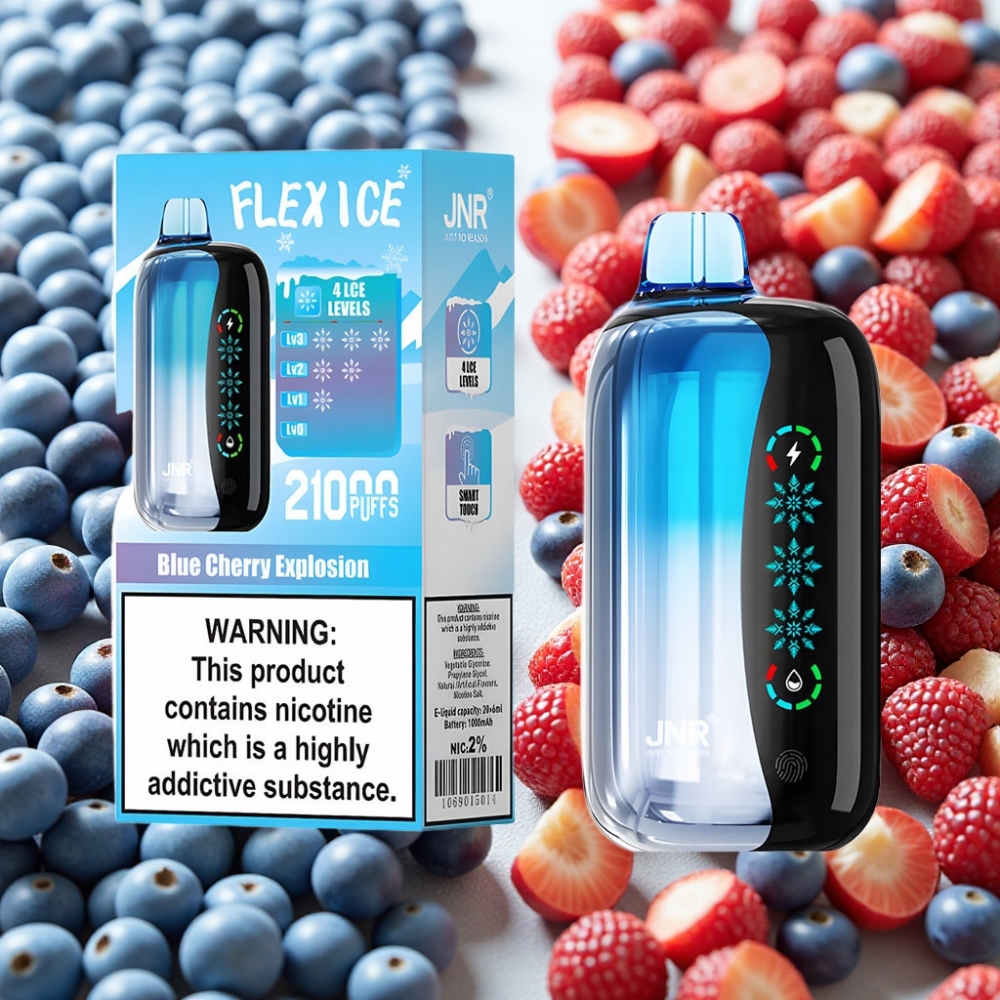 JNR Flex Ice 21000 Puffs Écran Tactile 26ml Explosion Cerise Bleue