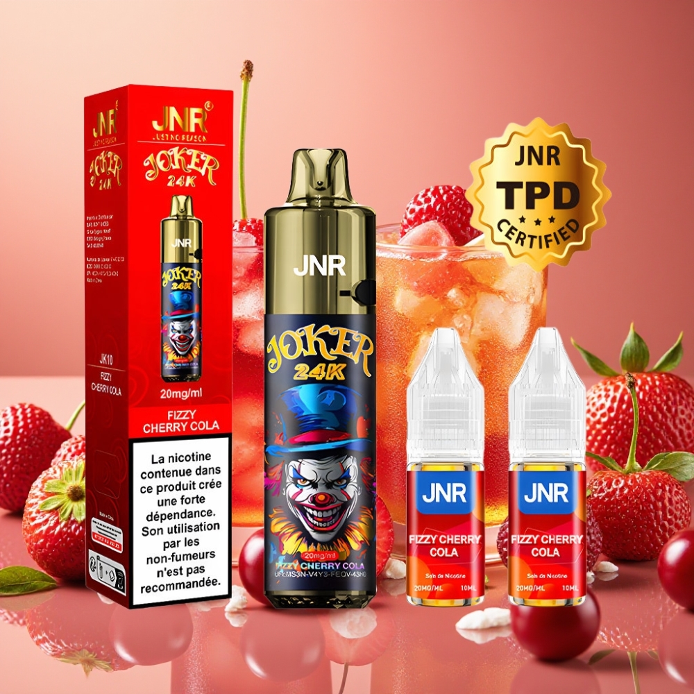 JNR Joker 24K Puffs 2+10ml Rechargeable, 800mAh, Cerise Cola Pétillante