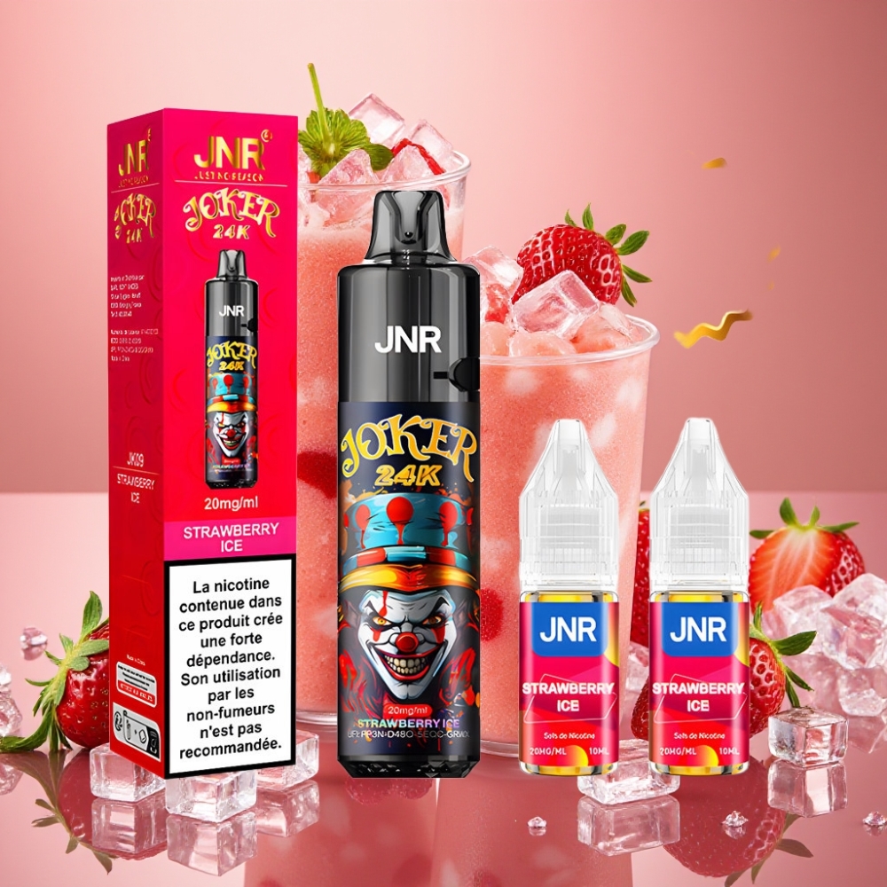 JNR Joker 24K Puffs 2+10ml Rechargeable 800mAh Type-C Fraise Glace