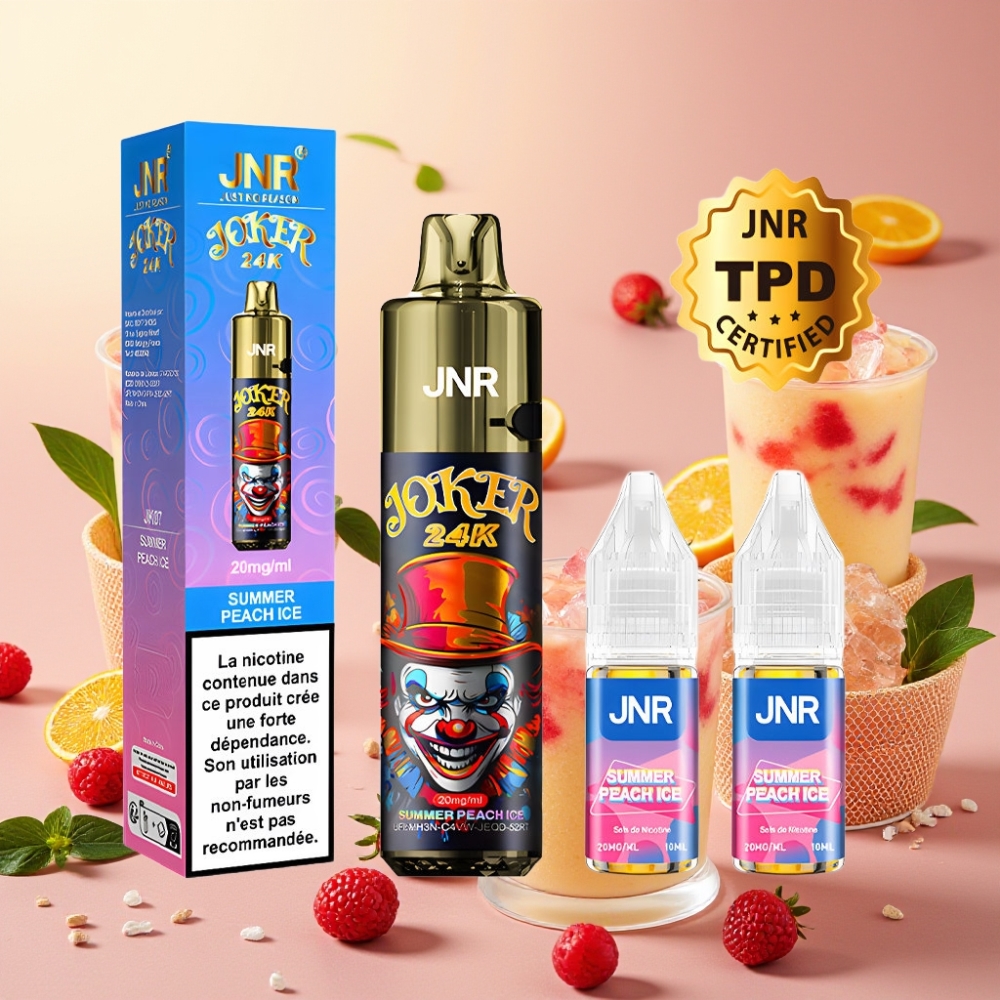 JNR Joker 24K Puffs 2% Nicotine 800mAh Type-C Pêche Glacée Été