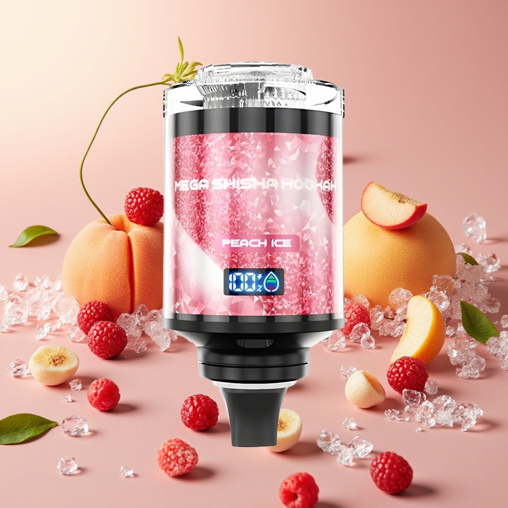 JNR Mega Shisha Hookah 100K Compatibilité Bureau Pêche Glacée 60ml 2200mAh