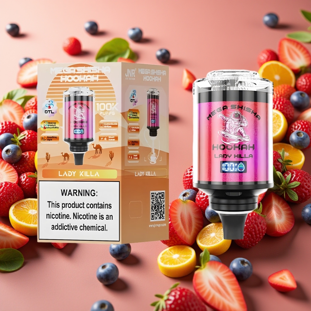 JNR Mega Shisha Hookah 100K Compatible Bureau 2200mAh 60ml Lady Killa