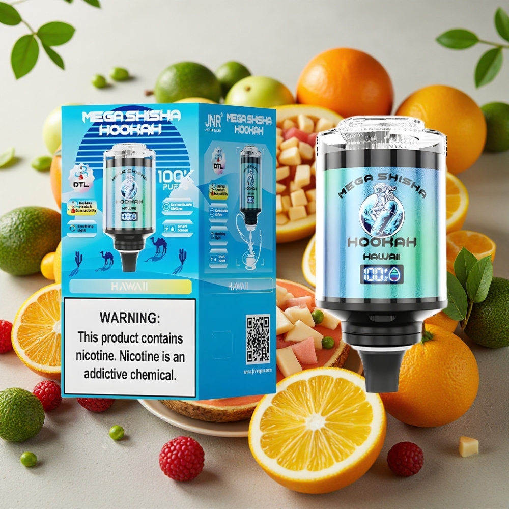 JNR Mega Shisha Hookah 100K Compatible Bureau 2200mAh Type-C Hawaii