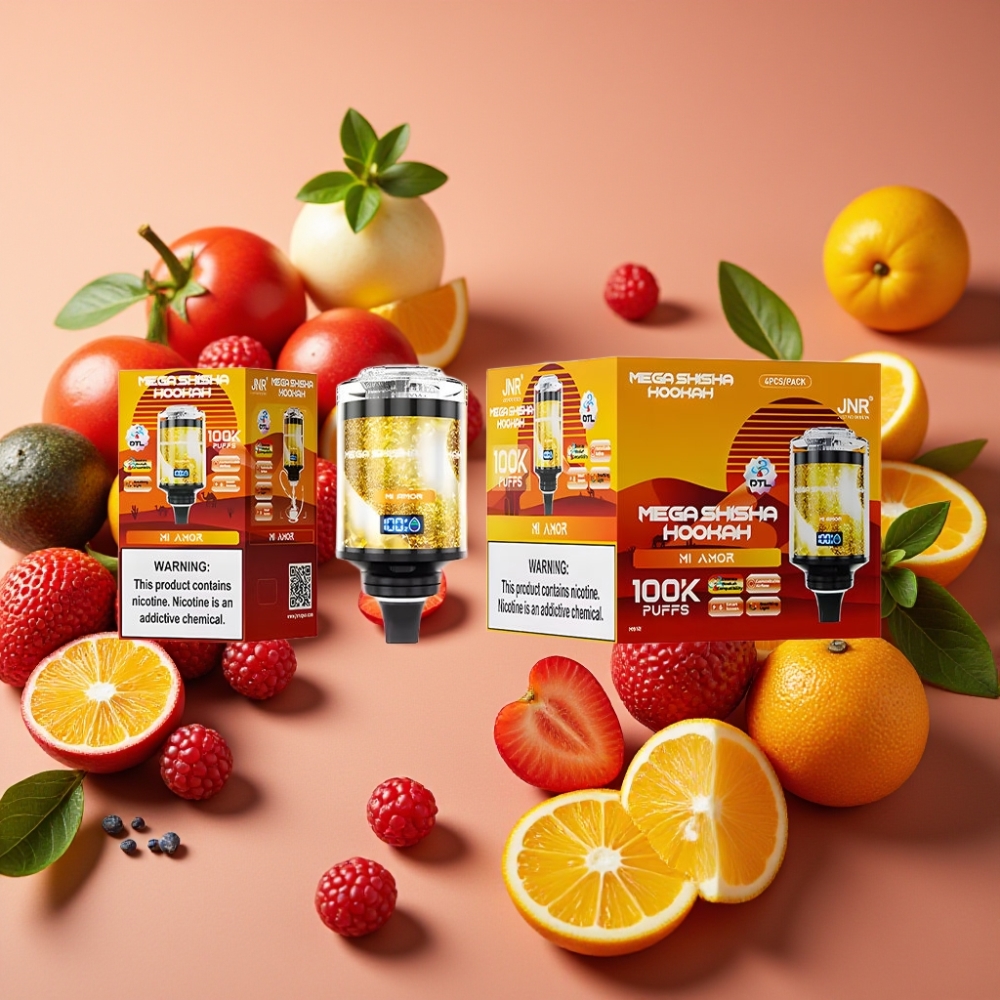 JNR Mega Shisha Hookah 100K Compatible Bureau 60ml 2200mAh Type-C Mi Amor