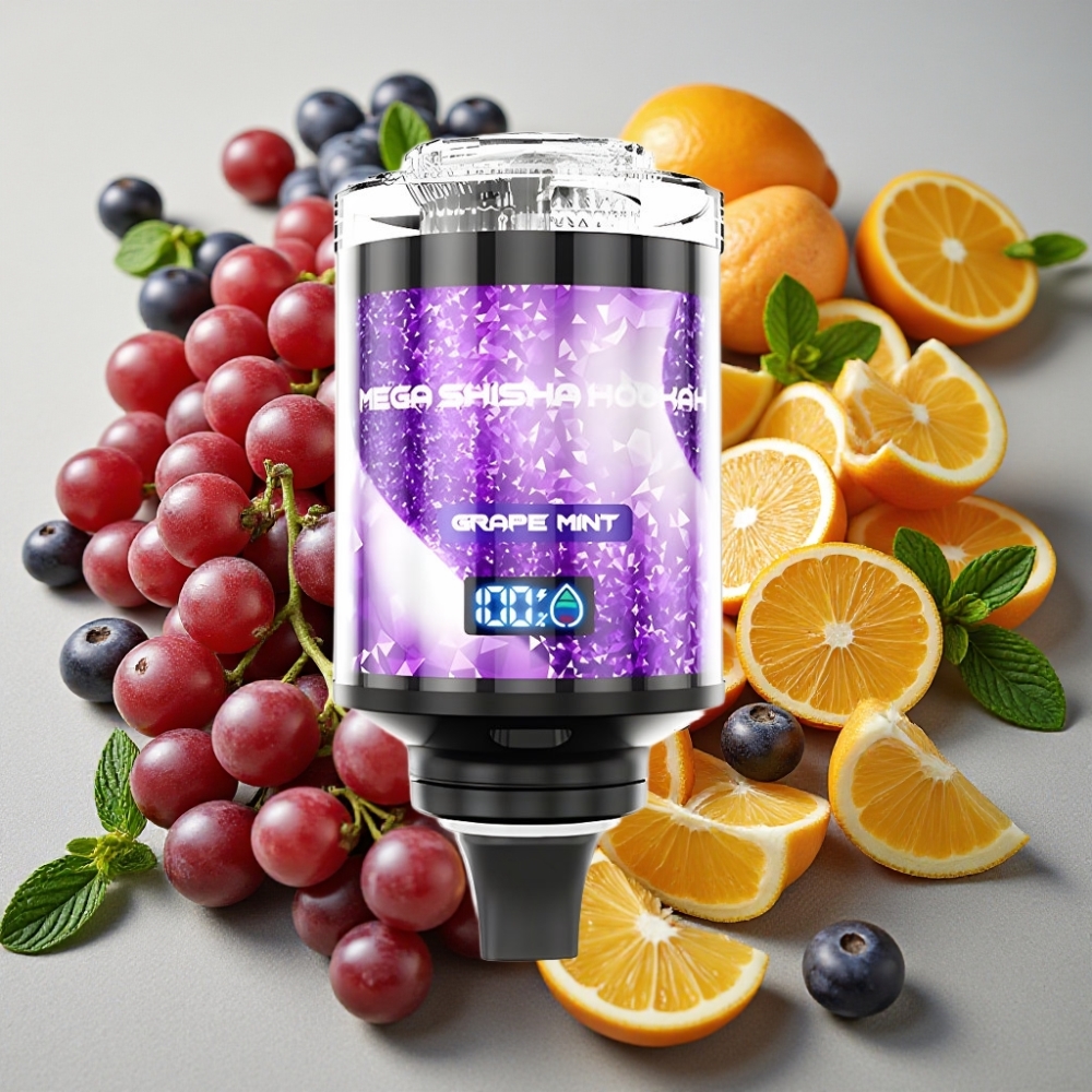 JNR Mega Shisha Hookah 100K Desktop Compatibilité 100000 puffs 60ml 2200mAh Raisin Menthe