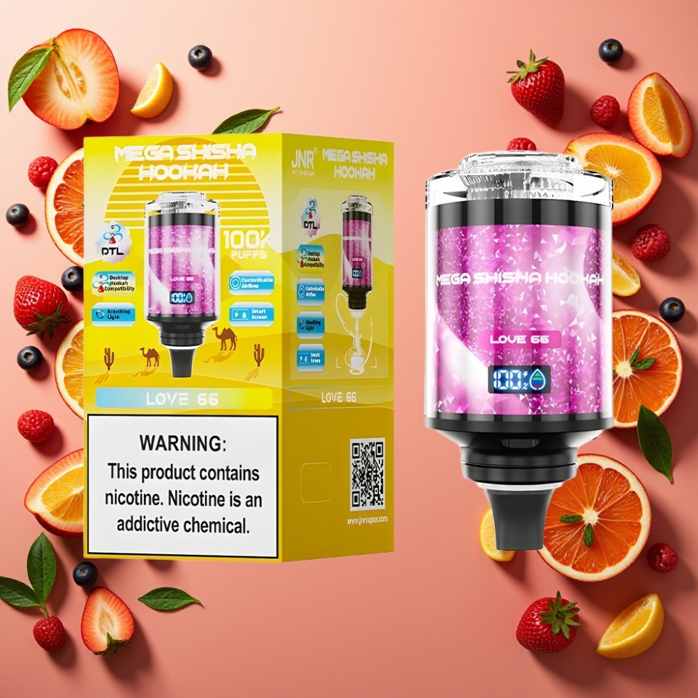 JNR Mega Shisha Hookah 100K Desktop Compatibilité Amour 66 - 100000 puffs, 60ml, 2200mAh