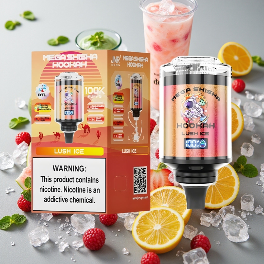 JNR Mega Shisha Hookah 100K Desktop Compatibilité Lush Ice 60ml 2200mAh