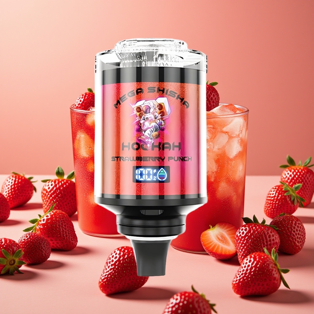 JNR Mega Shisha Hookah 100K Fraise Punch Compatible Bureau 2200mAh Type-C