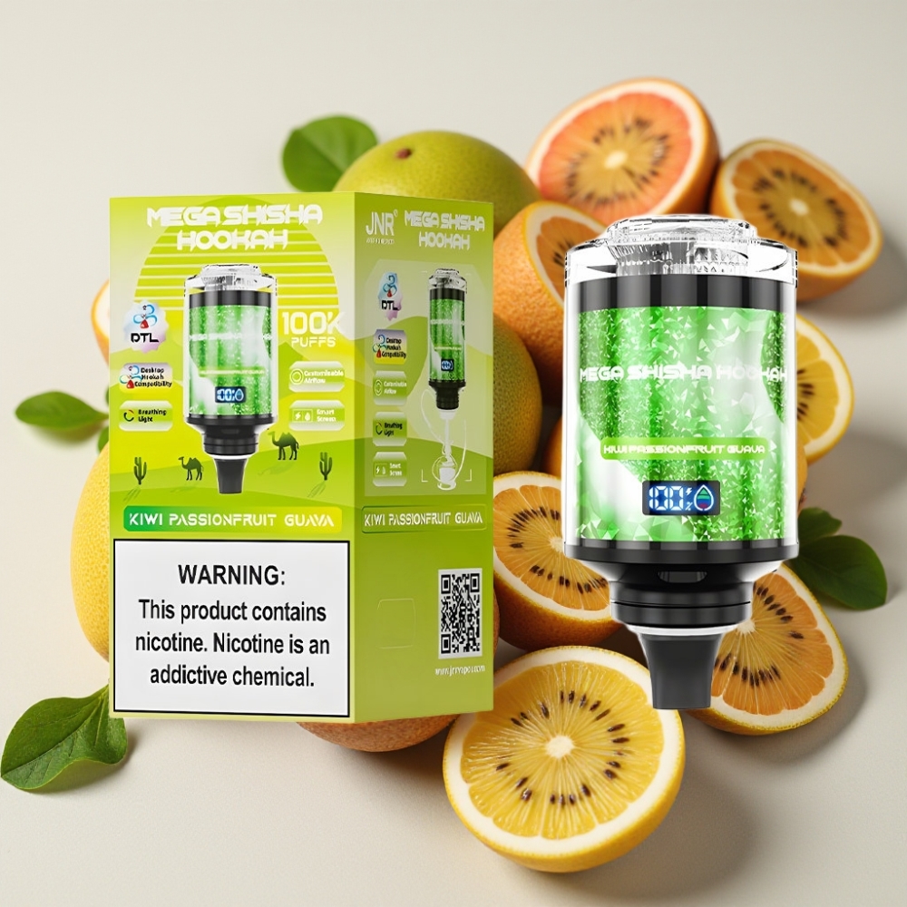 JNR Mega Shisha Hookah 100K Kiwi Fruit de la Passion Goyave 60ml 2200mAh