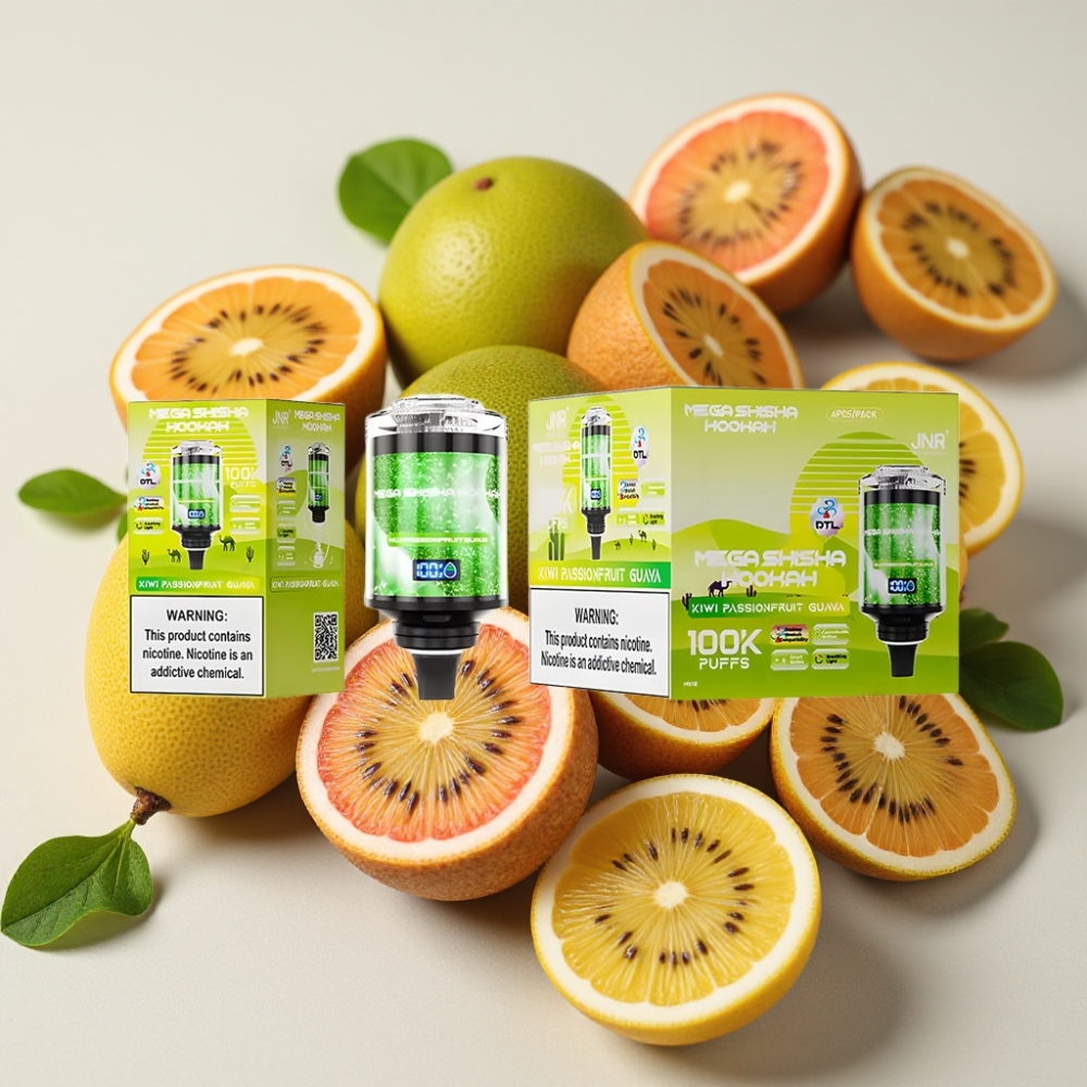 JNR Mega Shisha Hookah 100K Kiwi Fruit de la Passion Goyave 60ml 2200mAh