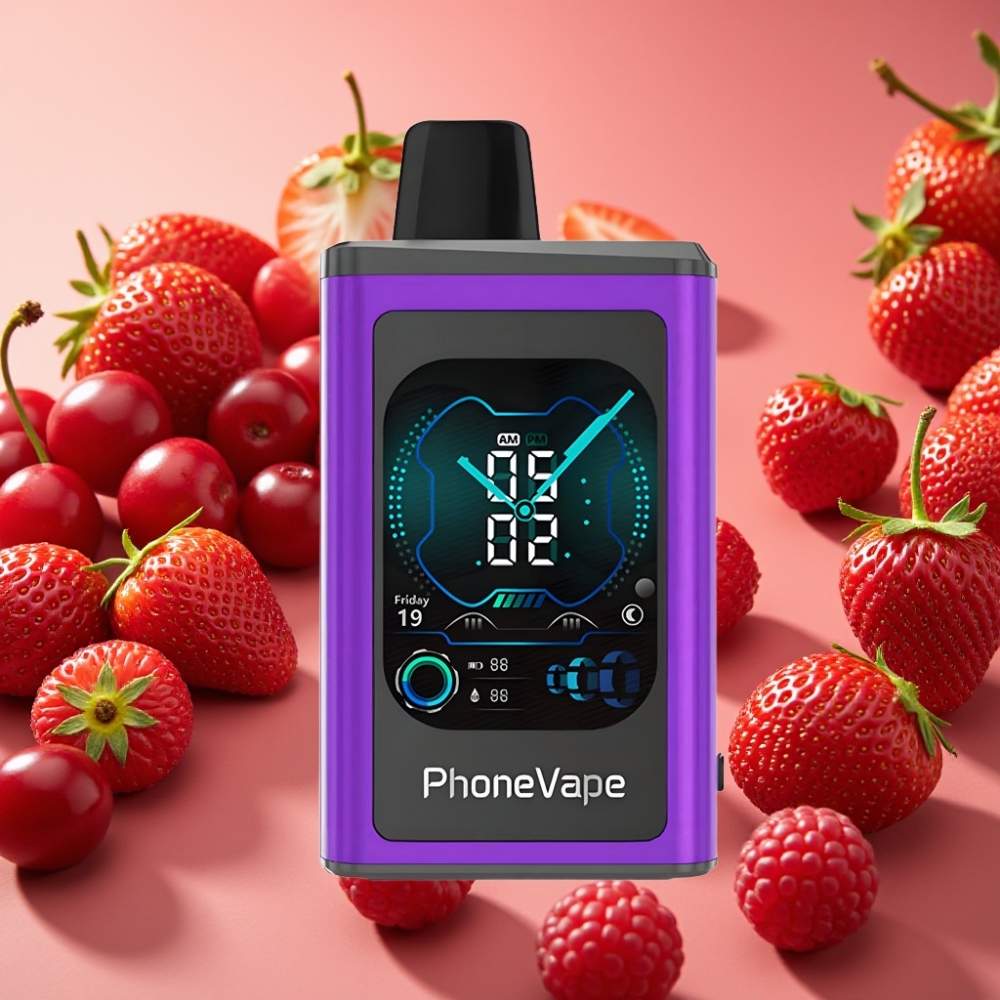 JNR PhoneVape 30000 bouffées Rechargeable 850mAh Airflow Réglable Cerise Fraise Framboise