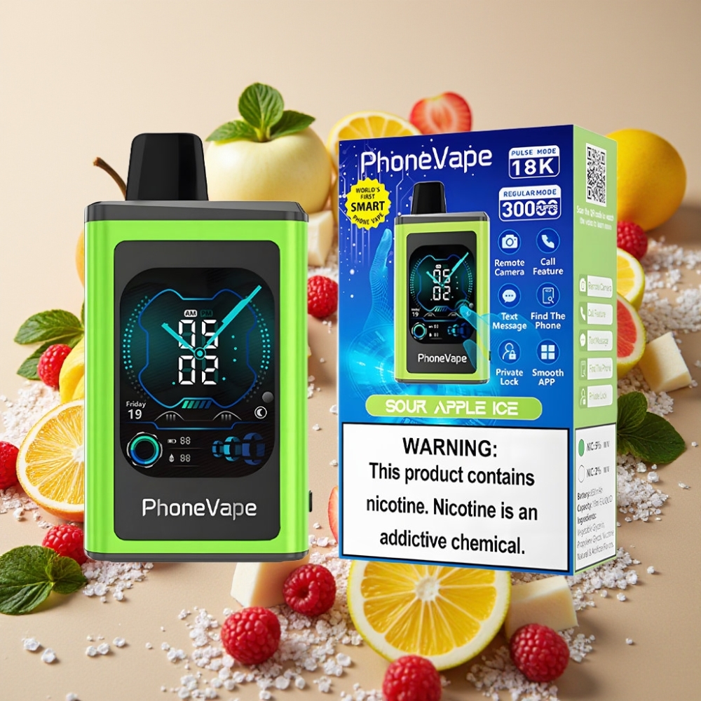 JNR PhoneVape 30000 bouffées Rechargeable Type-C Turbo Pomme Acidulée Glacée