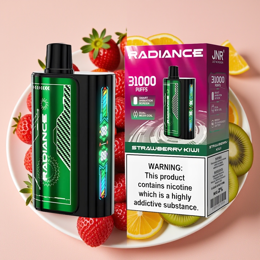 JNR Radiance 31000 Puffs 28ml Fraise Kiwi Écran Animation Dual Mesh 950mAh