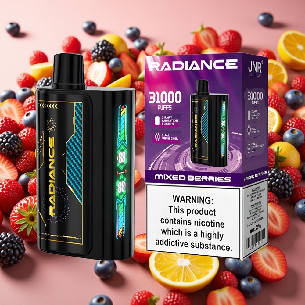 JNR Radiance 31000 Puffs 28ml Écran Animé Double Mesh Baies Mixtes
