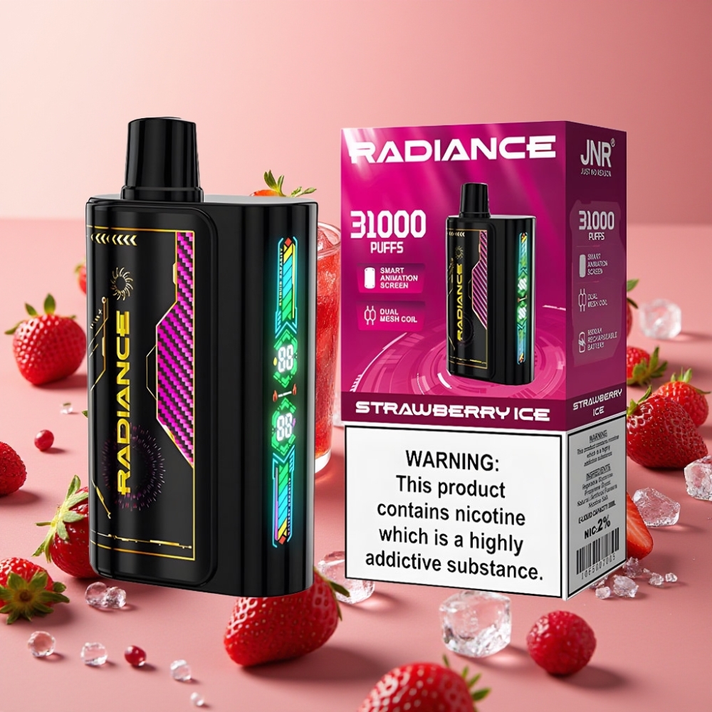 JNR Radiance 31000 Puffs Fraise Glace, 28ml, Écran Animé, Double Mesh