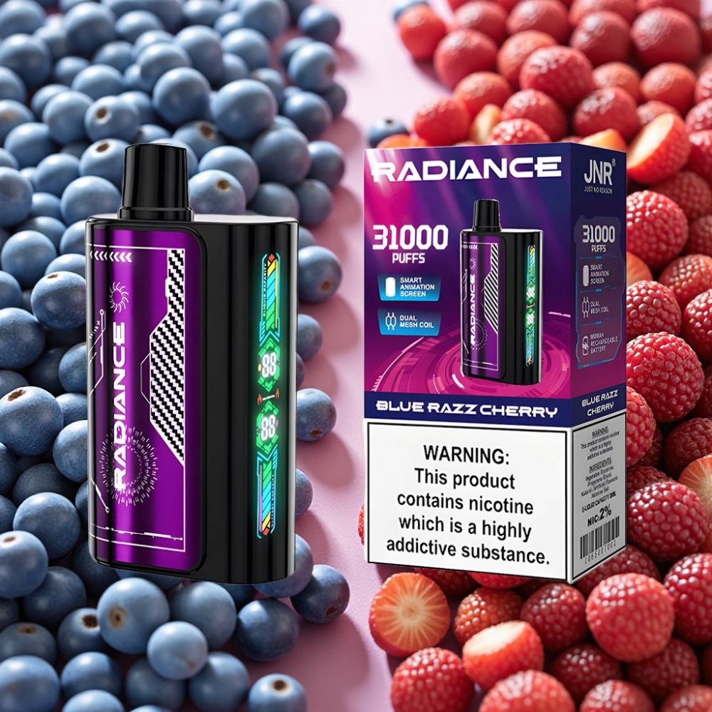 JNR Radiance 31000 Puffs Écran Animé Dual Mesh 28ml Bleu Cerise