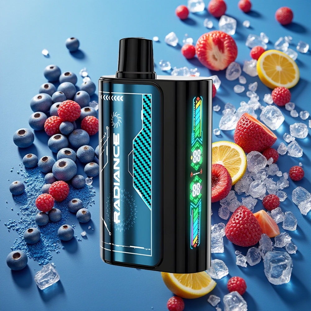 JNR Radiance 31000 Puffs Écran Animation, Double Mesh, Type-C - Blue Razz Glace