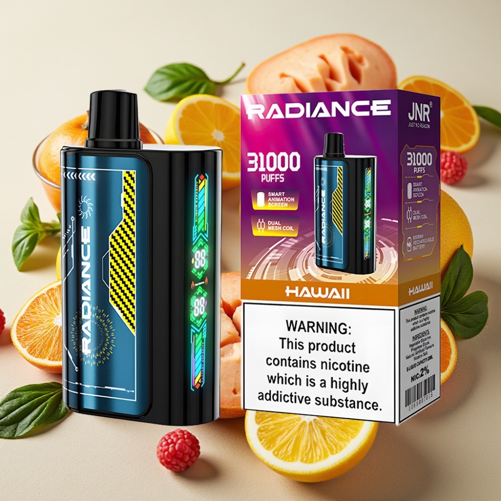 JNR Radiance 31000 Puffs Écran Animation, Double Mesh, Type-C, HAWAÏ