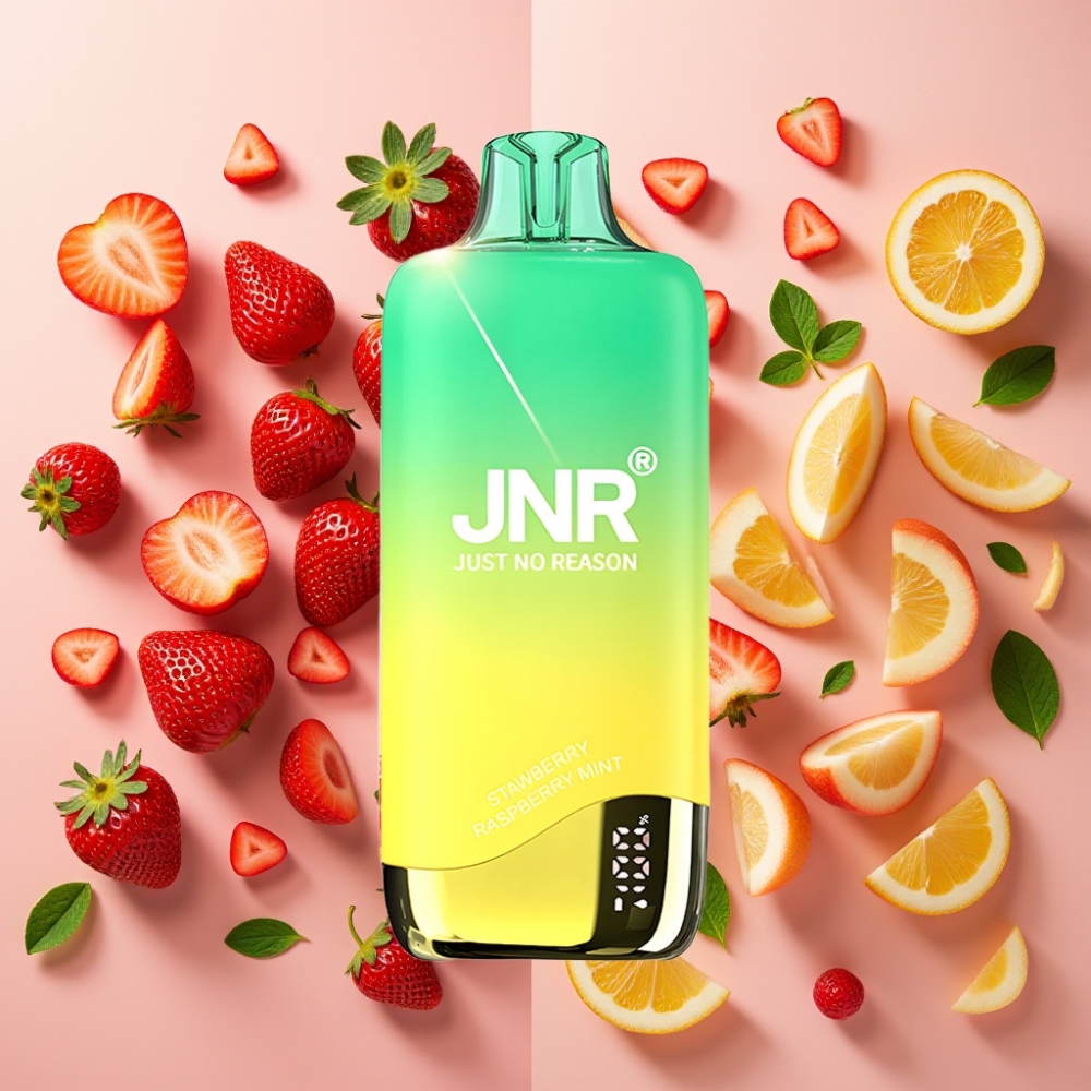 JNR Rainbow 10500 Puffs Fraise Pêche Menthe - 18ml, 0.8ohm, USB-C
