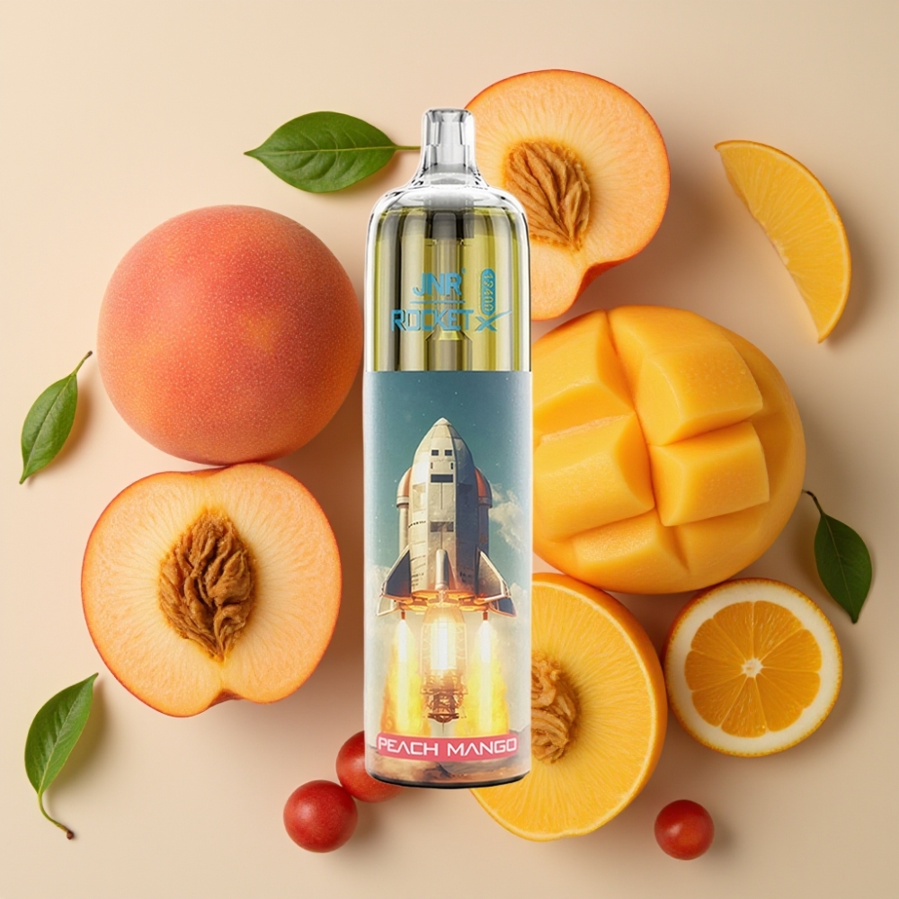 JNR Rocket-X 12400 Puffs - Airflow Réglable, 850mAh, 25ml, Type-C, Pêche Mangue