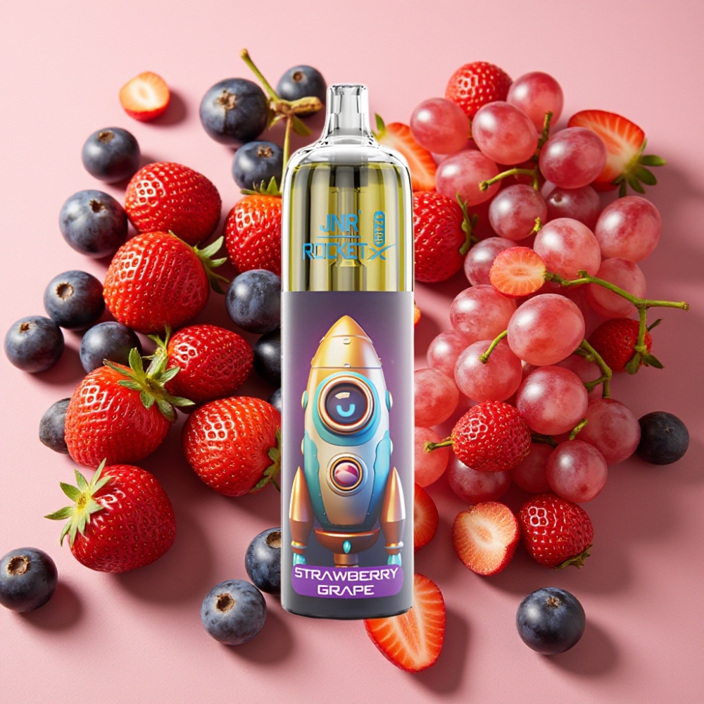 JNR Rocket-X 12400 Puffs Disposable Vape Fraise Raisin, 25ml, Airflow Réglable, 850mAh