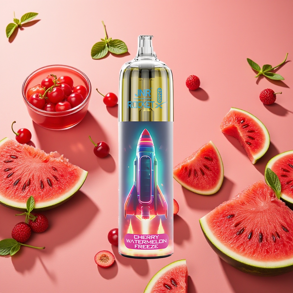 JNR Rocket-X 12400 Puffs avec Airflow Réglable, 850mAh, 25ml, Freeze Cerise Pastèque