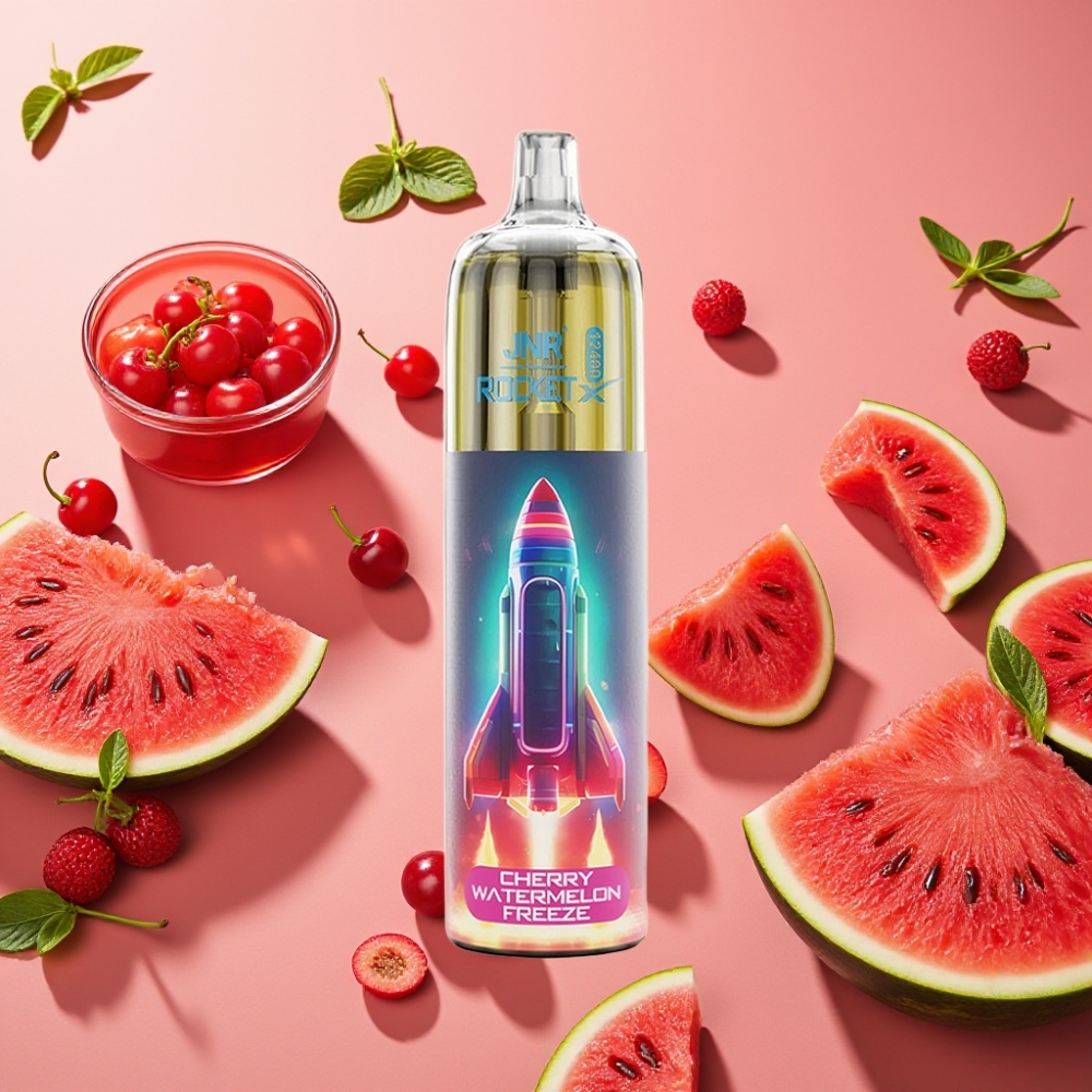 JNR Rocket-X 12400 Puffs avec Airflow Réglable, 850mAh, 25ml, Freeze Cerise Pastèque