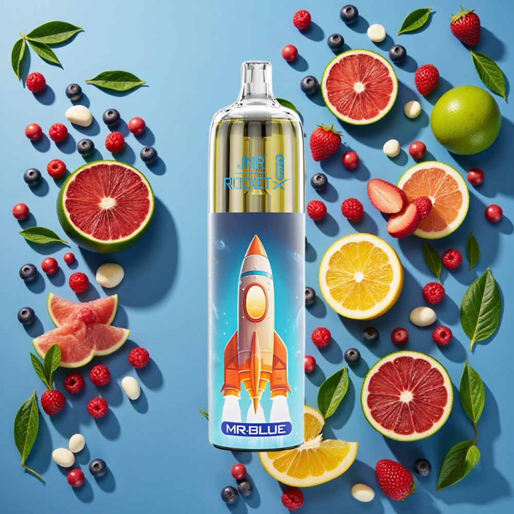 JNR Rocket-X 12400 Puffs avec airflow ajustable, 850mAh, Mr. Bleu