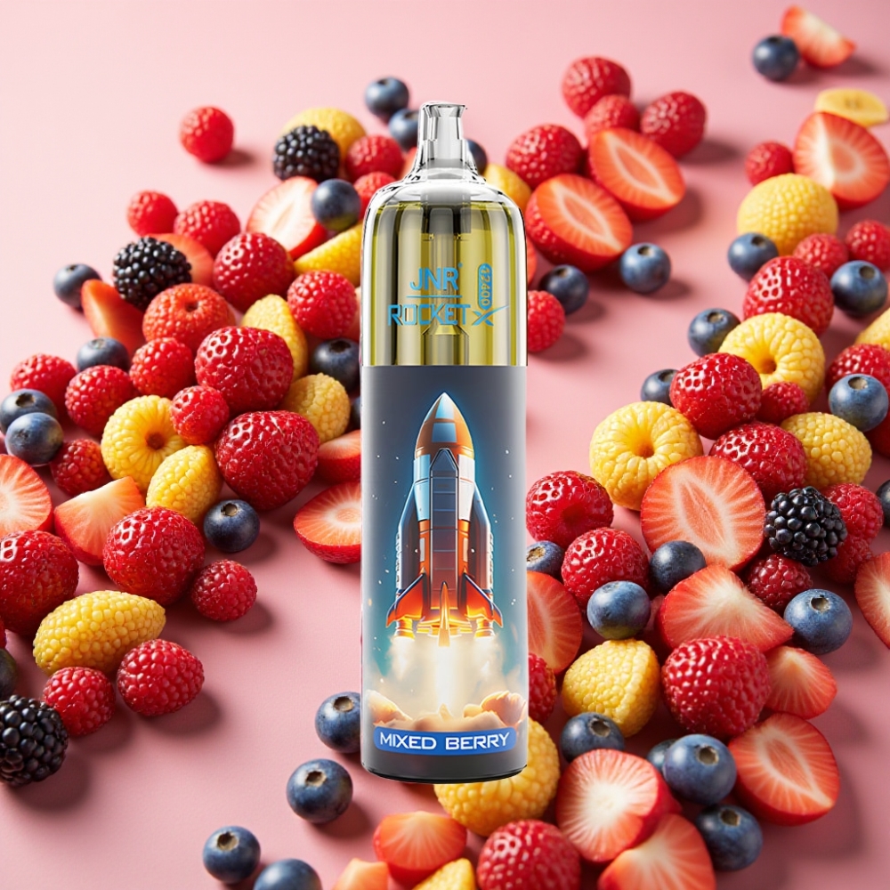 JNR Rocket-X 12400 Puffs avec airflow réglable, lumières RGB et batterie 850mAh - Baies Mixtes