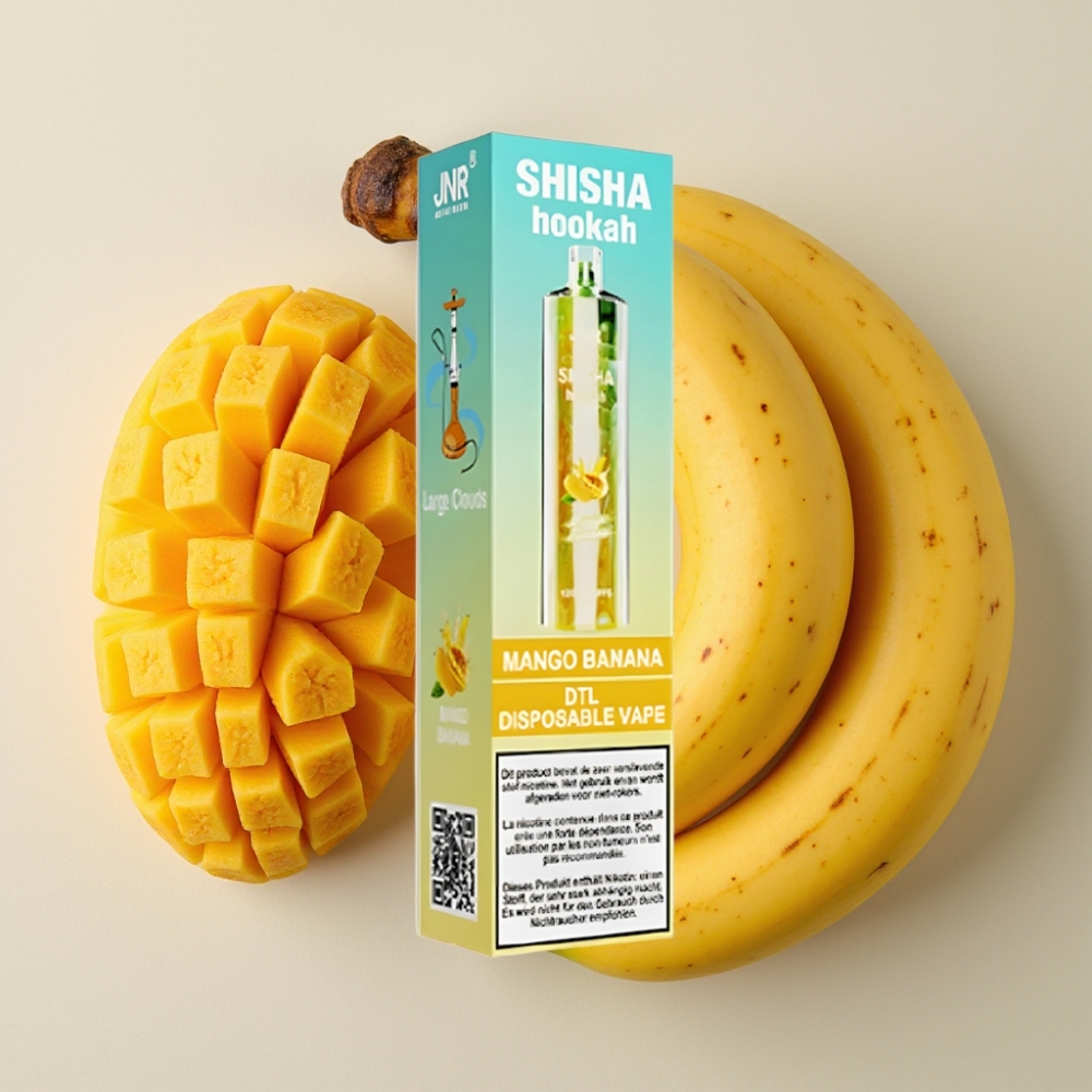 JNR Shisha Hookah 12000 Puffs Mangue Banane 24ml 750mAh Type-C