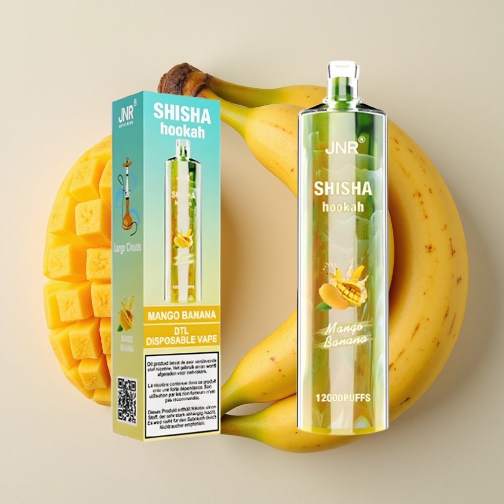JNR Shisha Hookah 12000 Puffs Mangue Banane 24ml 750mAh Type-C