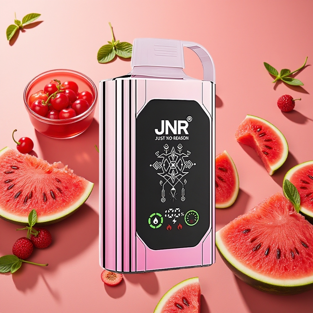 JNR Shisha Hookah Box 20500 Puffs Cerise Pastèque Glacée - 25ml, Dual Mesh Coil, Type-C