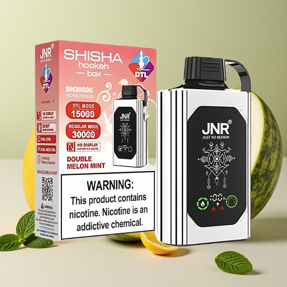 JNR Shisha Hookah Box 20500 Puffs Double Melon Menthe - 1000mAh, 25ml, Dual Mesh Coil