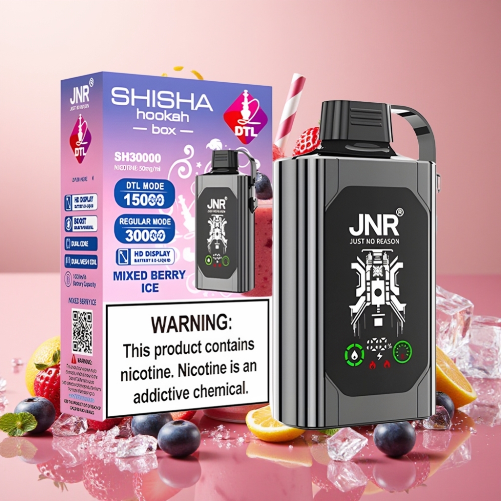 JNR Shisha Hookah Box 20500 Puffs - Ecran HD, 25ml, Double Mesh, Type-C - Baies Glacées Mixtes